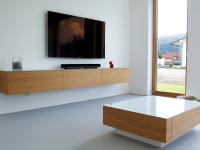 TV-Schrank und Wohnzimmertisch Holzfurnier mit weißer Glanzoberfläche