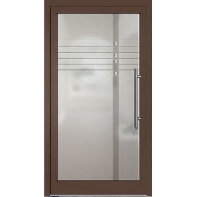 Glashaustür mit braunem Rahmen